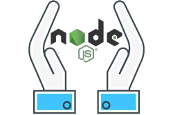 Node.js development icon with hands