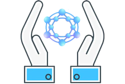 Data science icon with hands