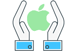 iOS development icon with hands