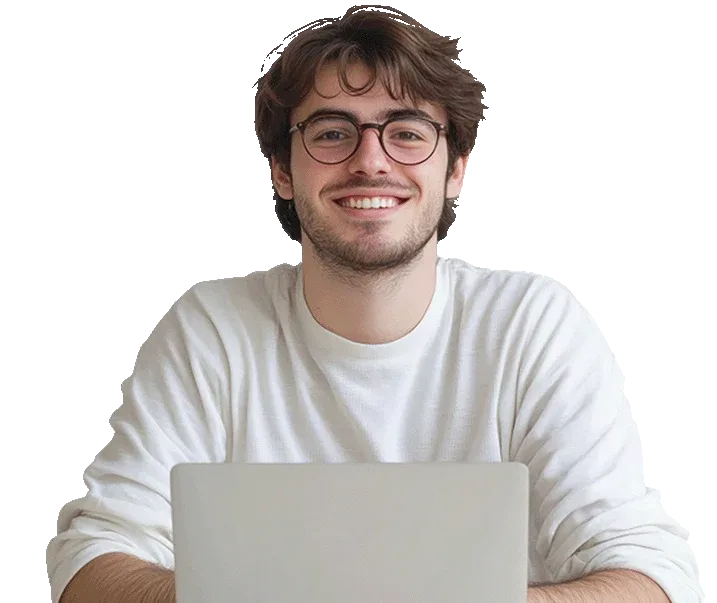 Smiling Young Man with Laptop