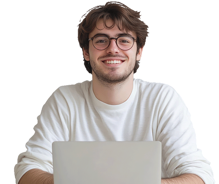 Smiling Young Man with Laptop