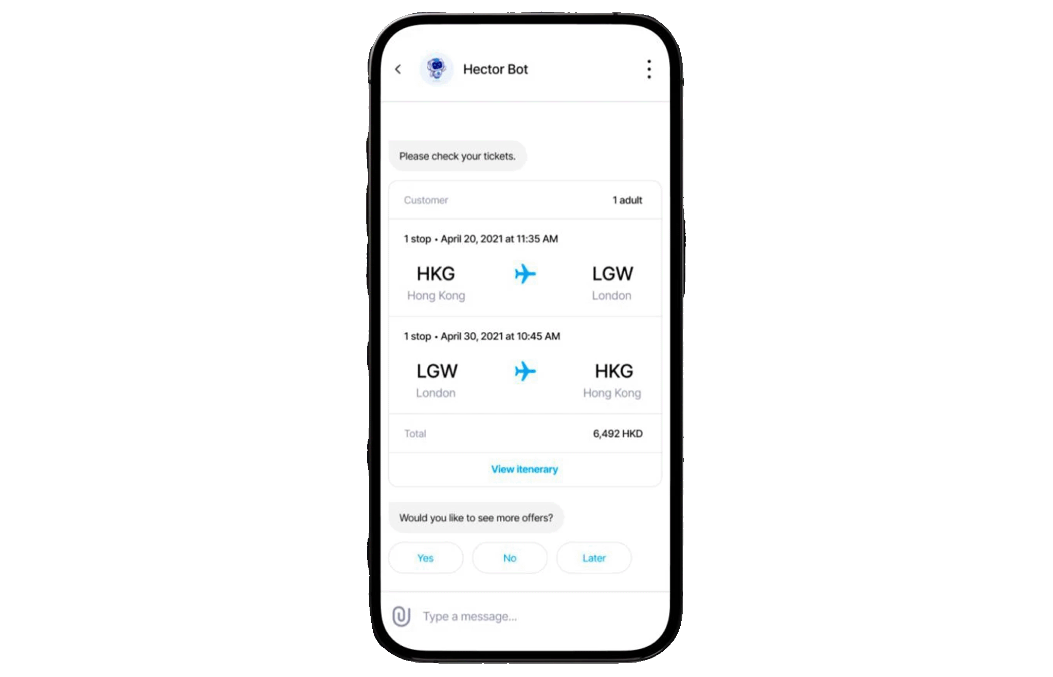 UIUX Design for an AI travel bot
