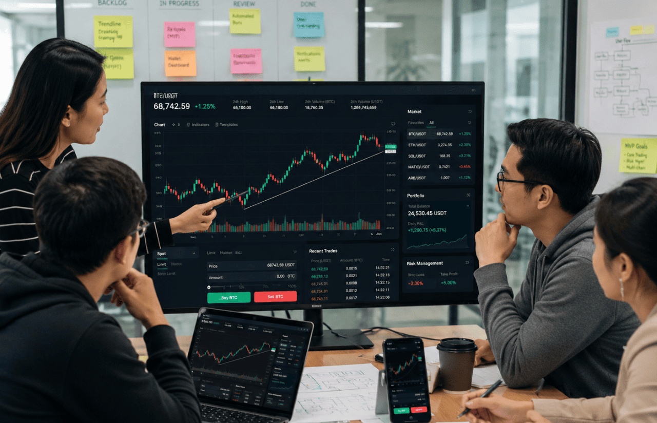 Scrum Process Flow of Web3 crypto trading platform