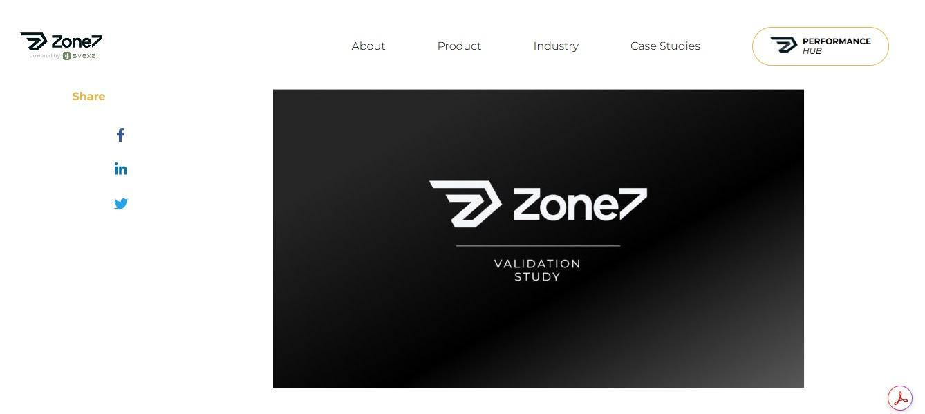 Zone7 website case study page displaying its "Validation Study" video with the Zone7 logo