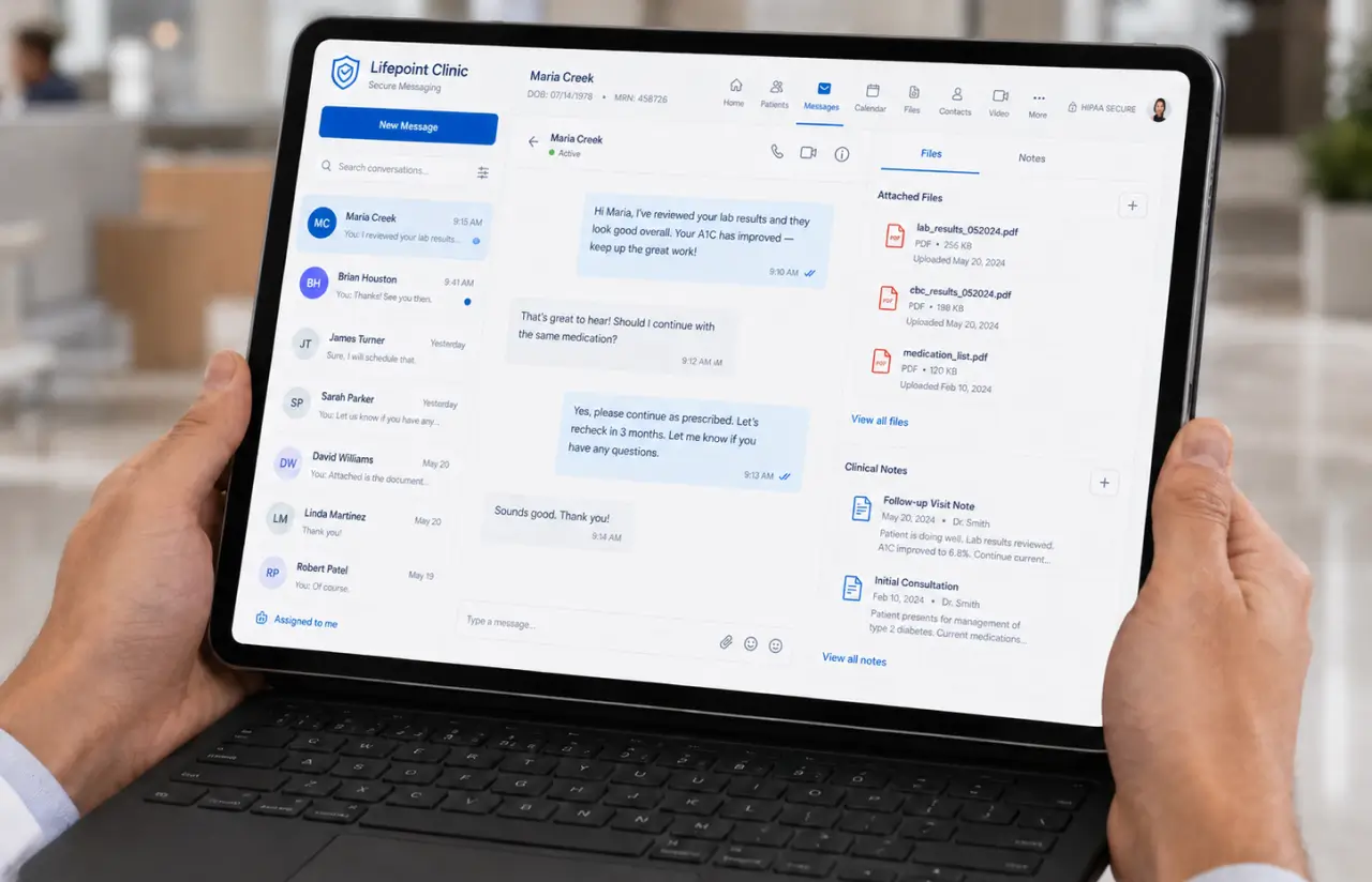 Tablet with chat with doctor