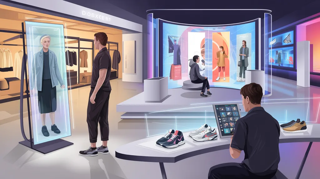 Flagship store with AR mirrors, customization stations, and immersive shopping experiences Flagship store with AR mirrors, customization stations, and immersive shopping experiences