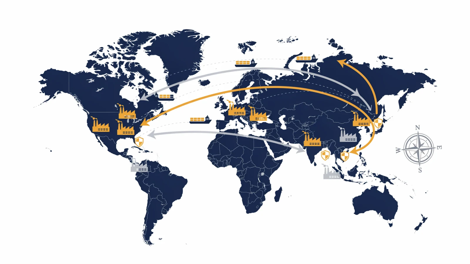 Global supply chain map showing tariff-driven nearshoring and sourcing shifts in retail 2026 Global supply chain map showing tariff-driven nearshoring and sourcing shifts in retail 2026