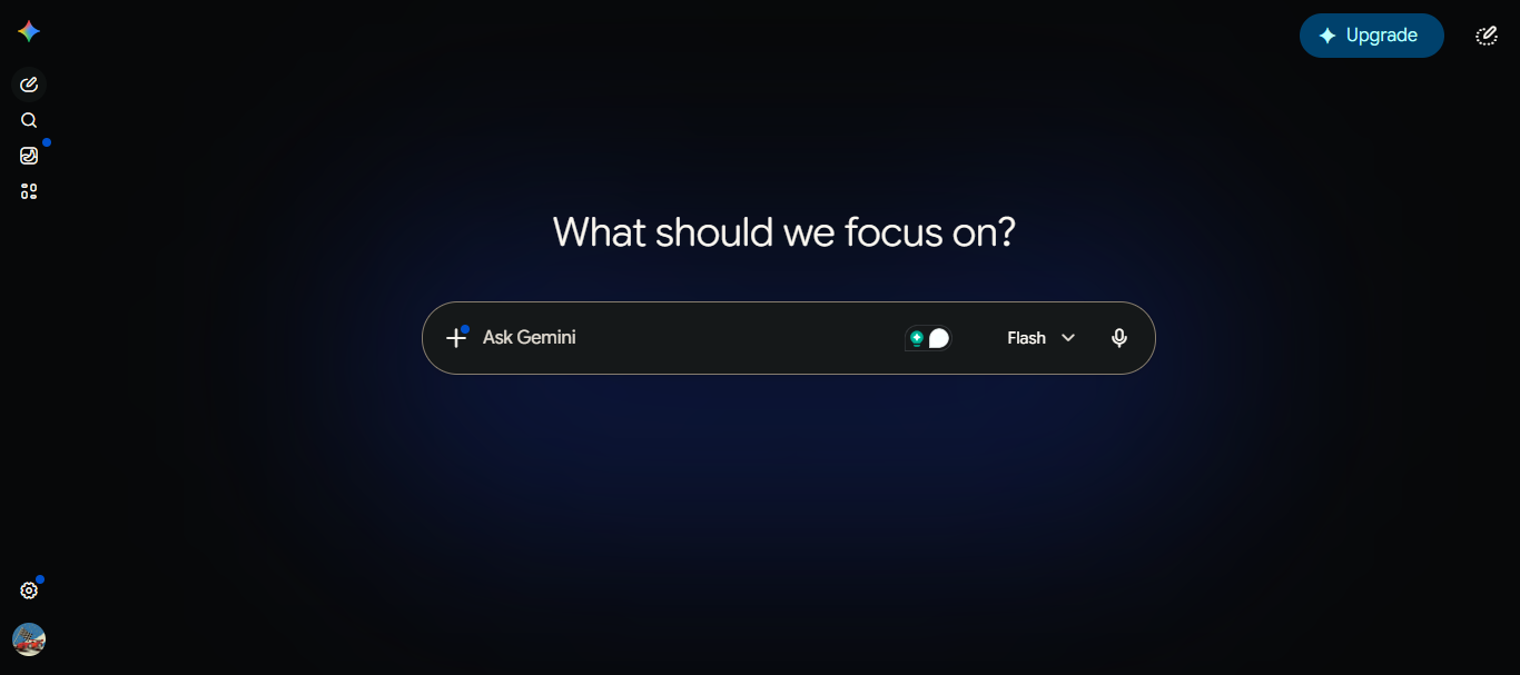 The Google Gemini chat interface asking 'What should we focus on?' with an Ask Gemini input box.