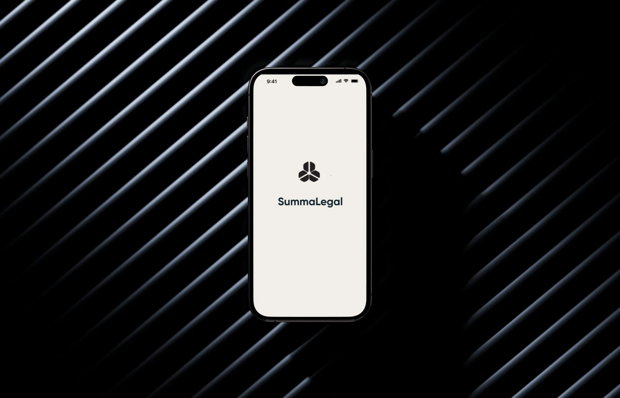 SummaLegal app splash screen on a phone, an AI legal document summarization solution