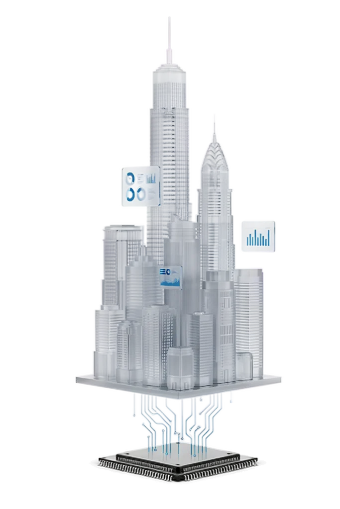 Futuristic smart city integrated with AI and digital technology