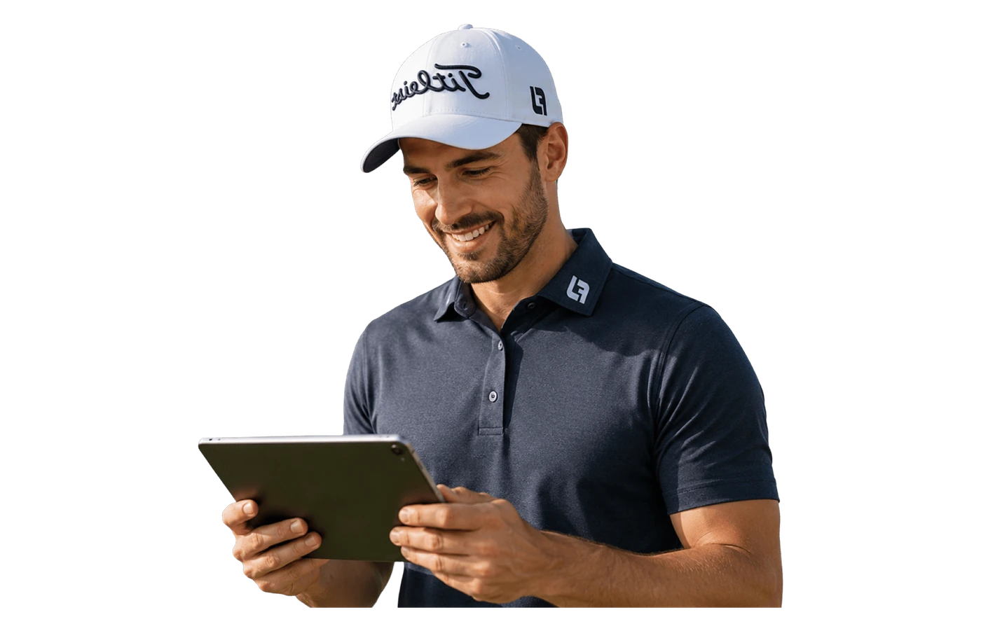AI golf swing analysis on a tablet