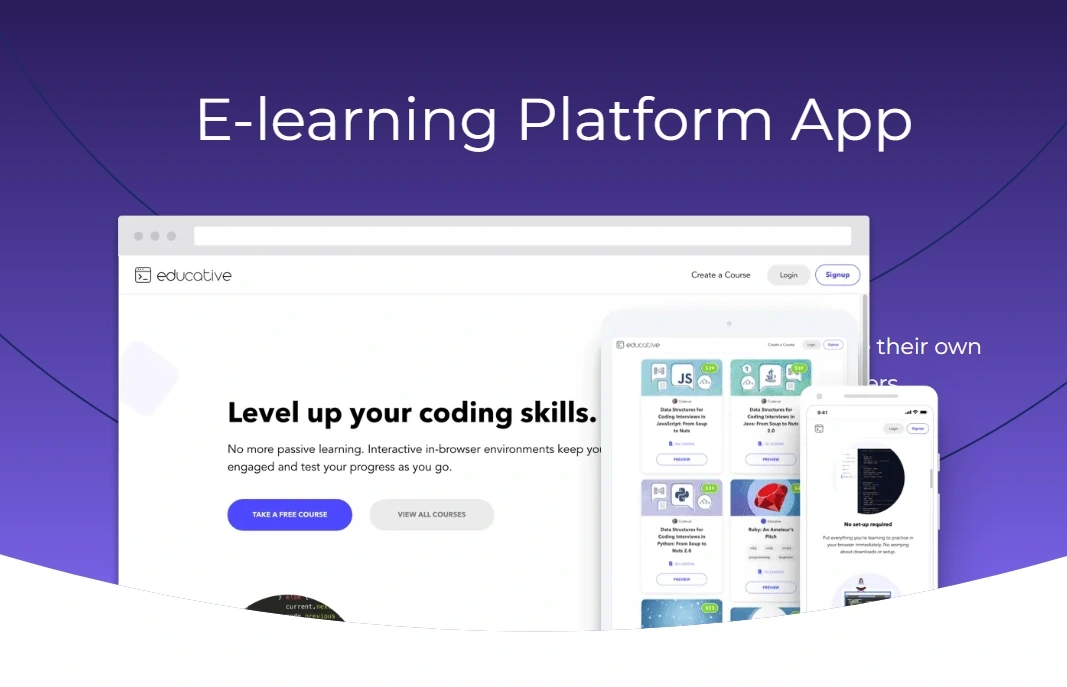 E-learning platform app landing