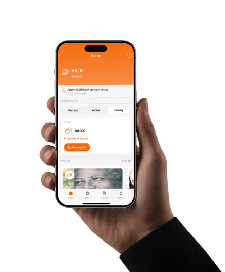 SQAR Wallet loan app home screen showing the balance and the apply-before-5-PM same-day cash notice