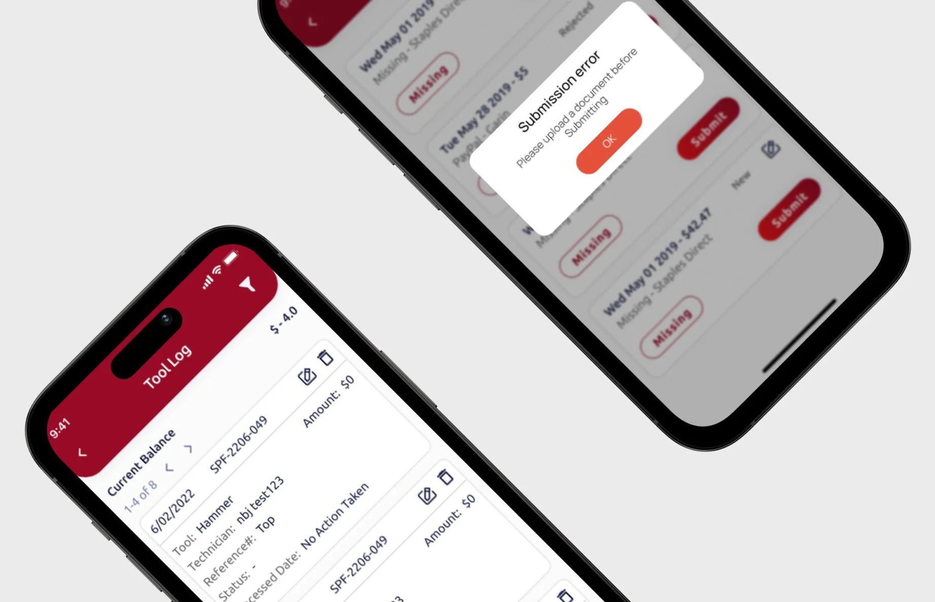 HVAC technician app tool log