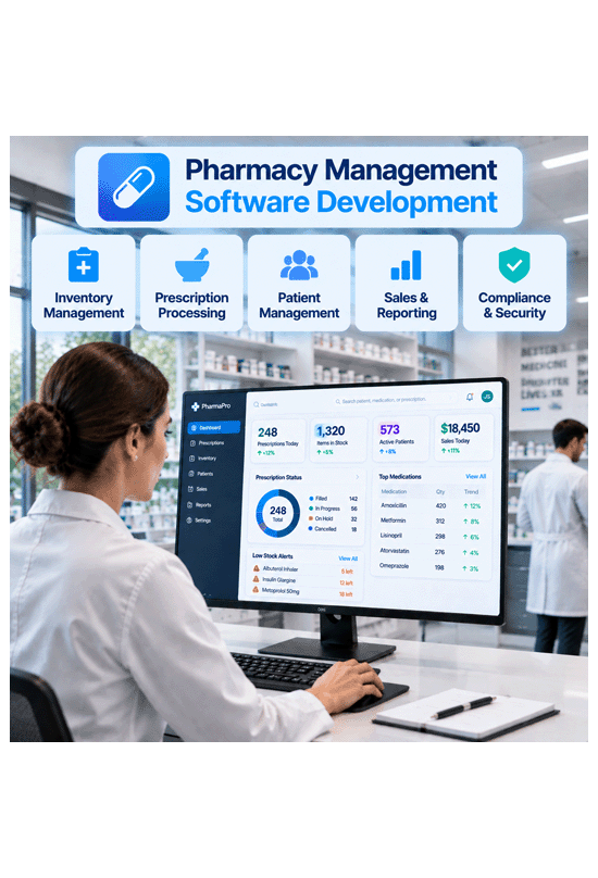 Illustration for LITSLINK pharmacy management software development services