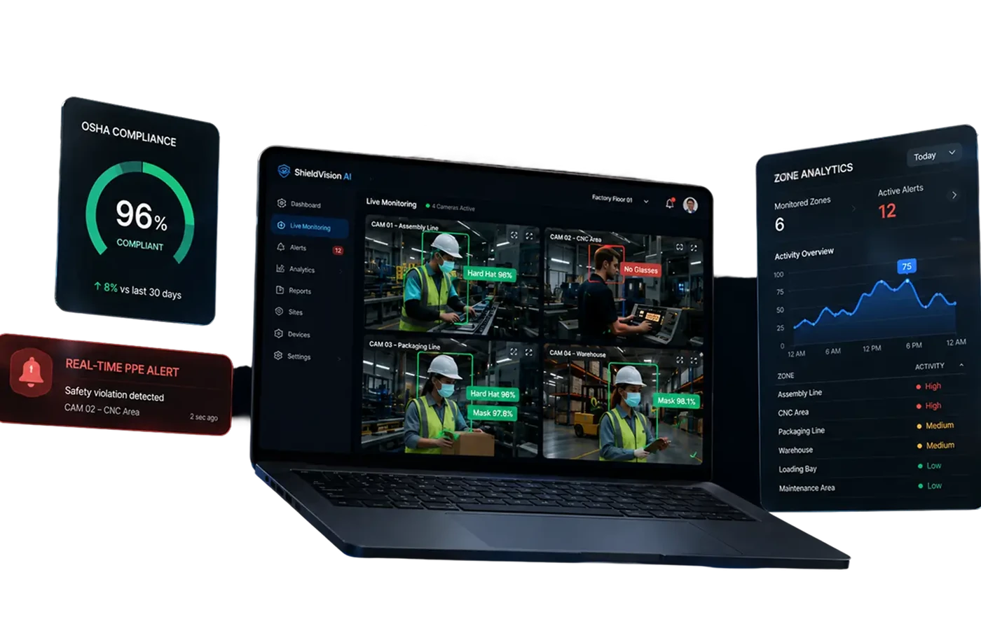 PPE detection software compliance dashboard