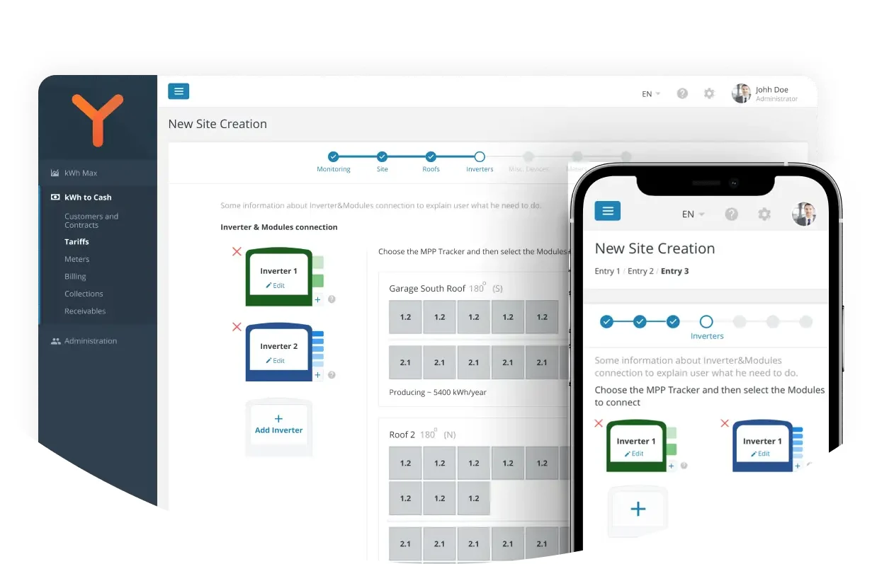 Solar energy management site creation
